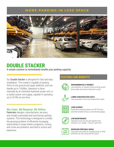 First page of the Double Stacker flyer