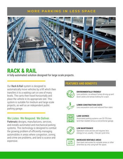 First page of the Rack and Rail flyer