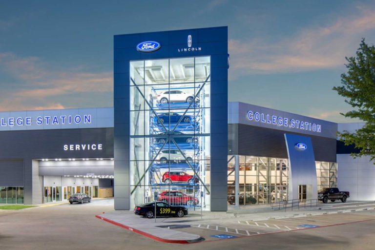 College Station Ford doubles vehicle storage with triple stackers